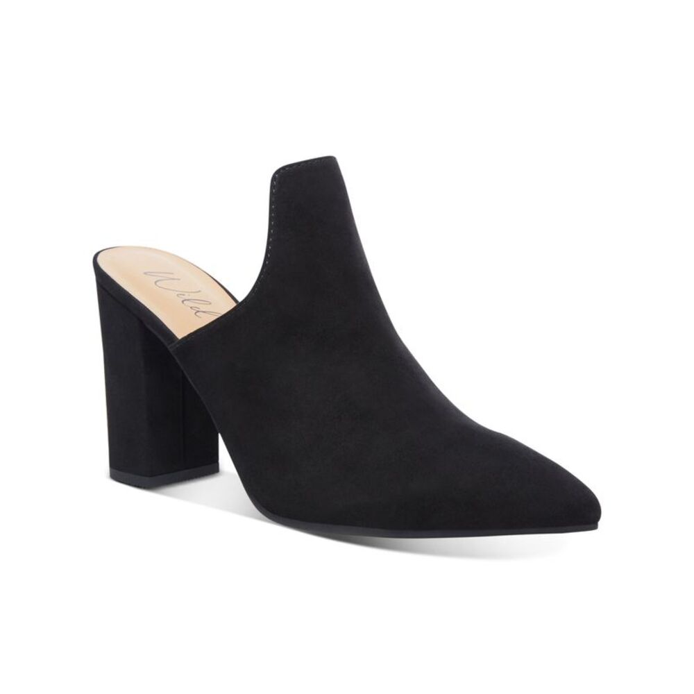 WILD PAIR Womens Black Extended Carlita Slip On Heeled Mules Shoes 5 M